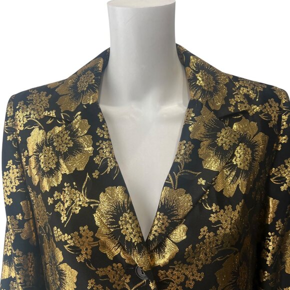 $3690 Saint Laurent 2021 Black Gold Metallic Floral Blazer Jacket size FR 40/8 - Picture 3 of 14